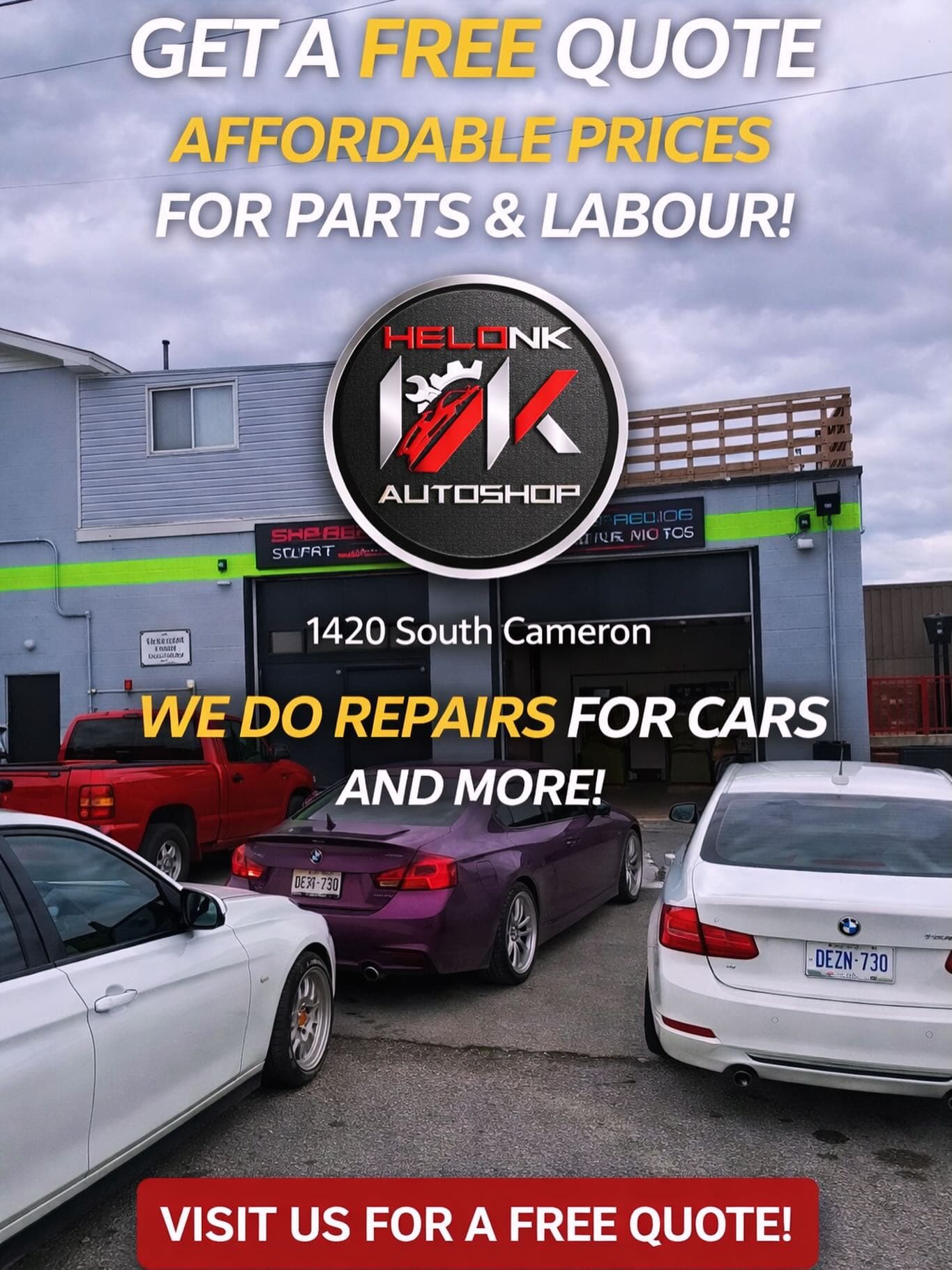 Helonk Autoshop free quote post graphic